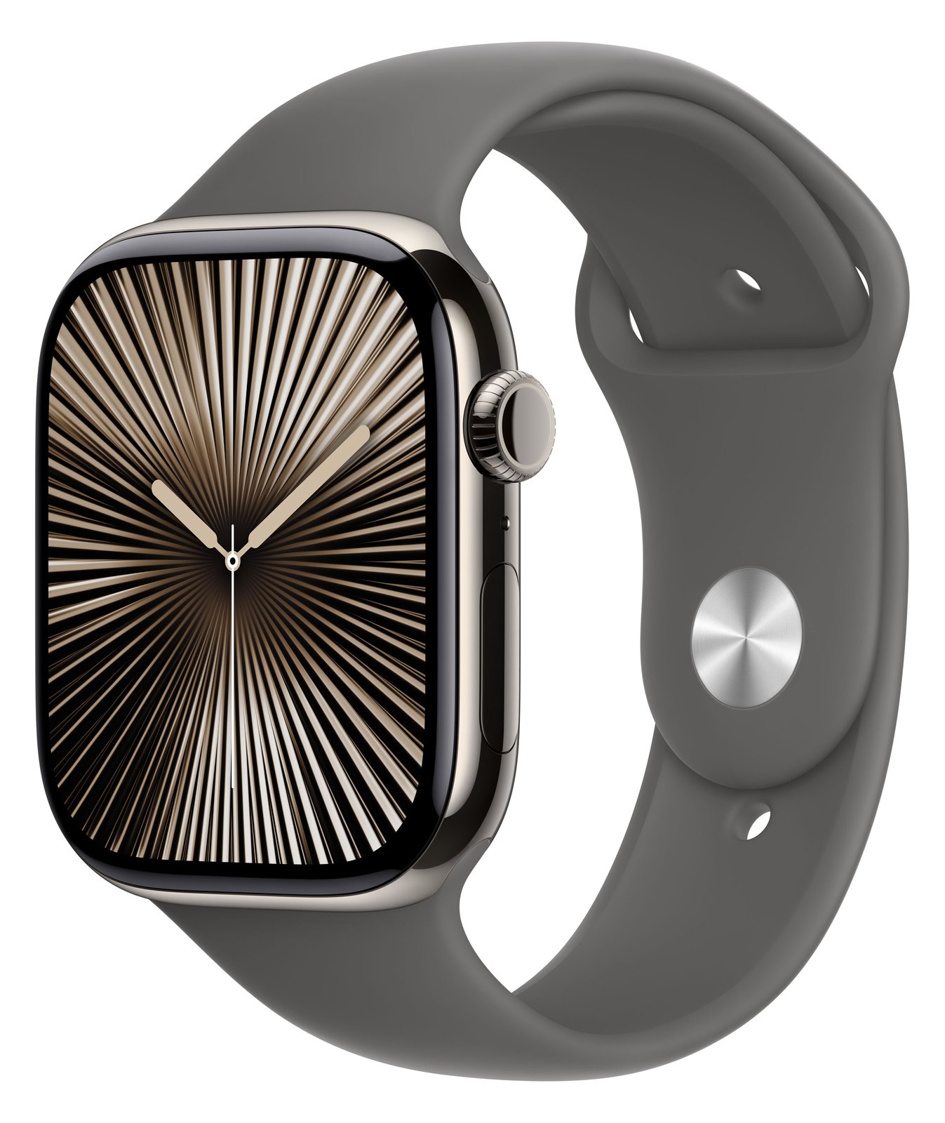 Apple Watch Series 10 (GPS + Cellular) - 46 mm - natürliches Titan - mit Sportband - Stone Gray - Bandgröße: S/M