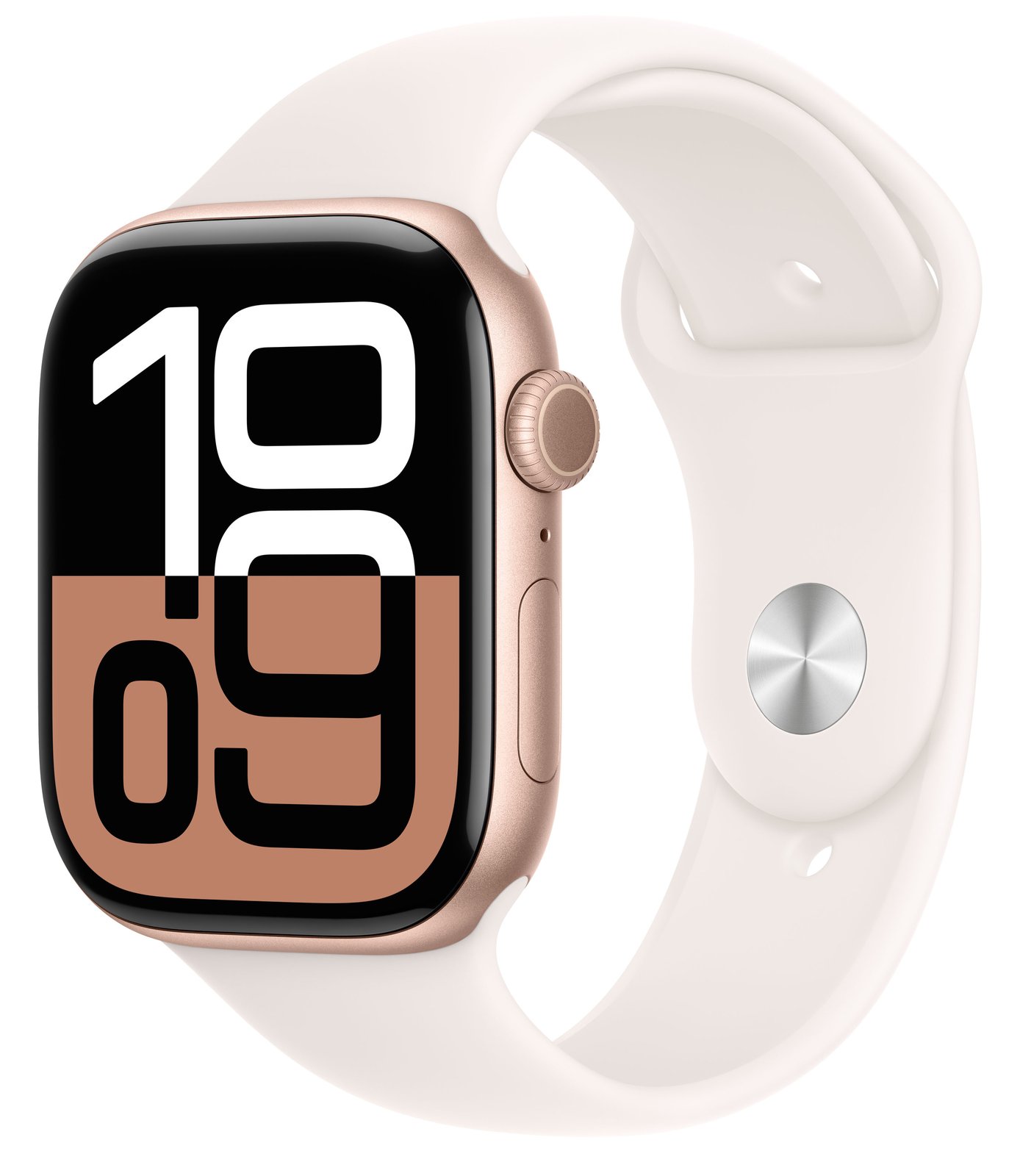 Apple Watch Series 10 (GPS) - 46 mm - Aluminium, Roségold - mit Sportband - hellrosa - Bandgröße: M/L