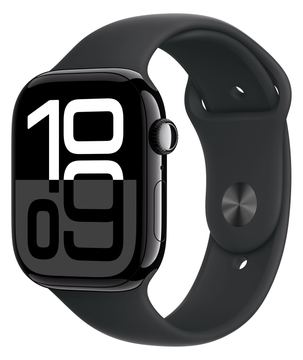 Apple Watch Series 10 (GPS) - 46 mm - Jet Black Aluminium - mit Sportband - schwarz - Bandgröße: S/M von LumaTech