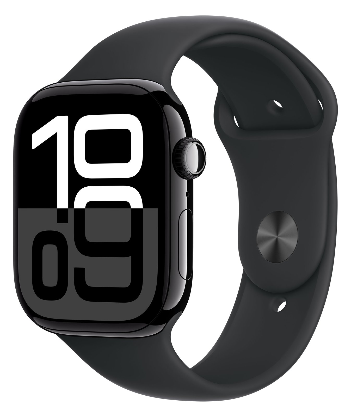 Apple Watch Series 10 (GPS) - 46 mm - Jet Black Aluminium - mit Sportband - schwarz - Bandgröße: S/M