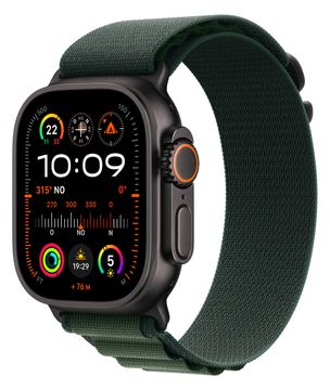 Apple Watch Ultra 2 - 49 mm - Black Titanium - mit Alpine Loop - Stoff - dunkelgrün - Bandgröße: M von LumaTech