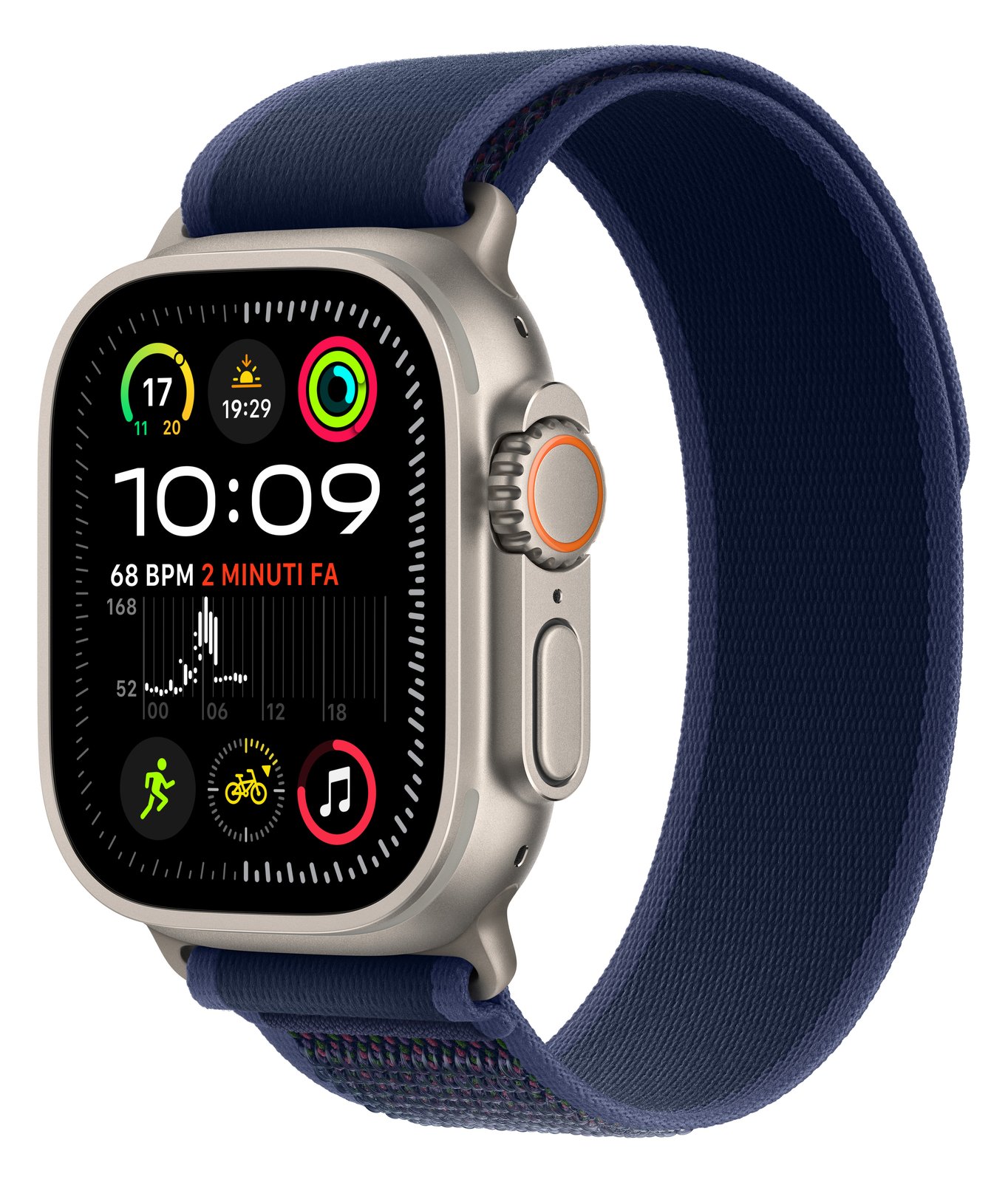 Apple Watch Ultra 2 - 49 mm - natürliches Titan - mit Trail Loop - Nylongewebe - Blau - Bandgröße: S/M