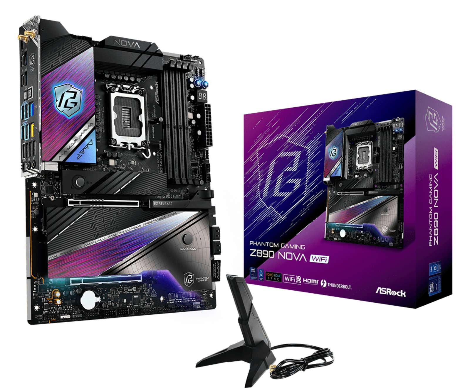 ASRock Phantom Gaming Z890 NOVA WIFI - Motherboard - ATX - LGA1851-Sockel - Z890 Chipsatz - USB4, USB-C 3.2 Gen 2x2