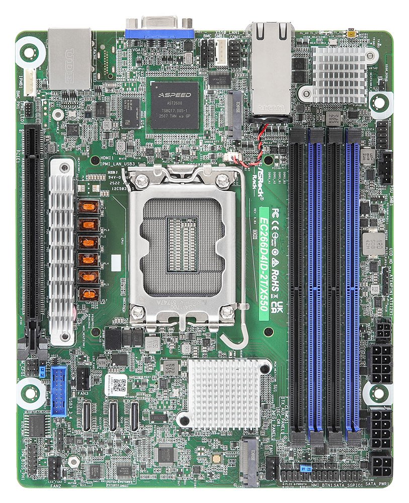 ASRock Rack EC266D4ID-2T/X550 - Motherboard - Mini-ITX - LGA1700-Sockel - C266 Chipsatz