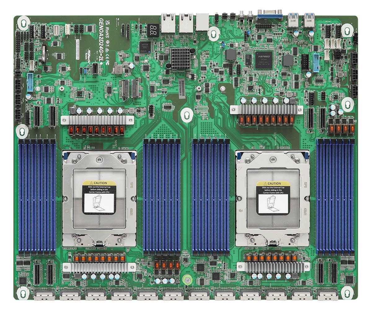 ASRock Industrial GENOA2D24G-2L+ - Motherboard - 2 Unterstützte CPUs - AMD SP5 - proprietär, 16.9x13.8 (430x350mm)