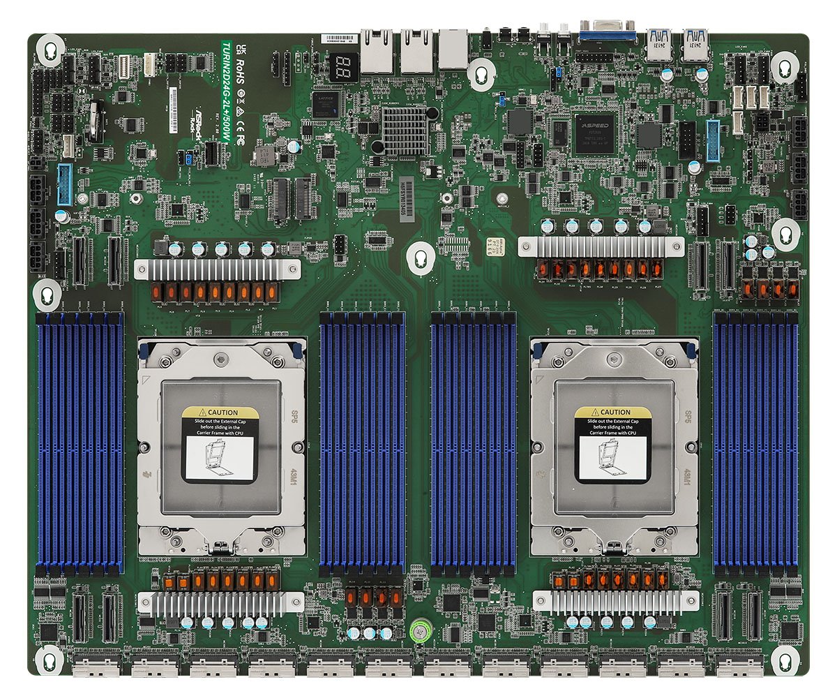 ASRock TURIN2D24G-2L+/500W, AMD, Socket SP5, AMD EPYC 9004, DDR5-SDRAM, 48 GB, DIMM