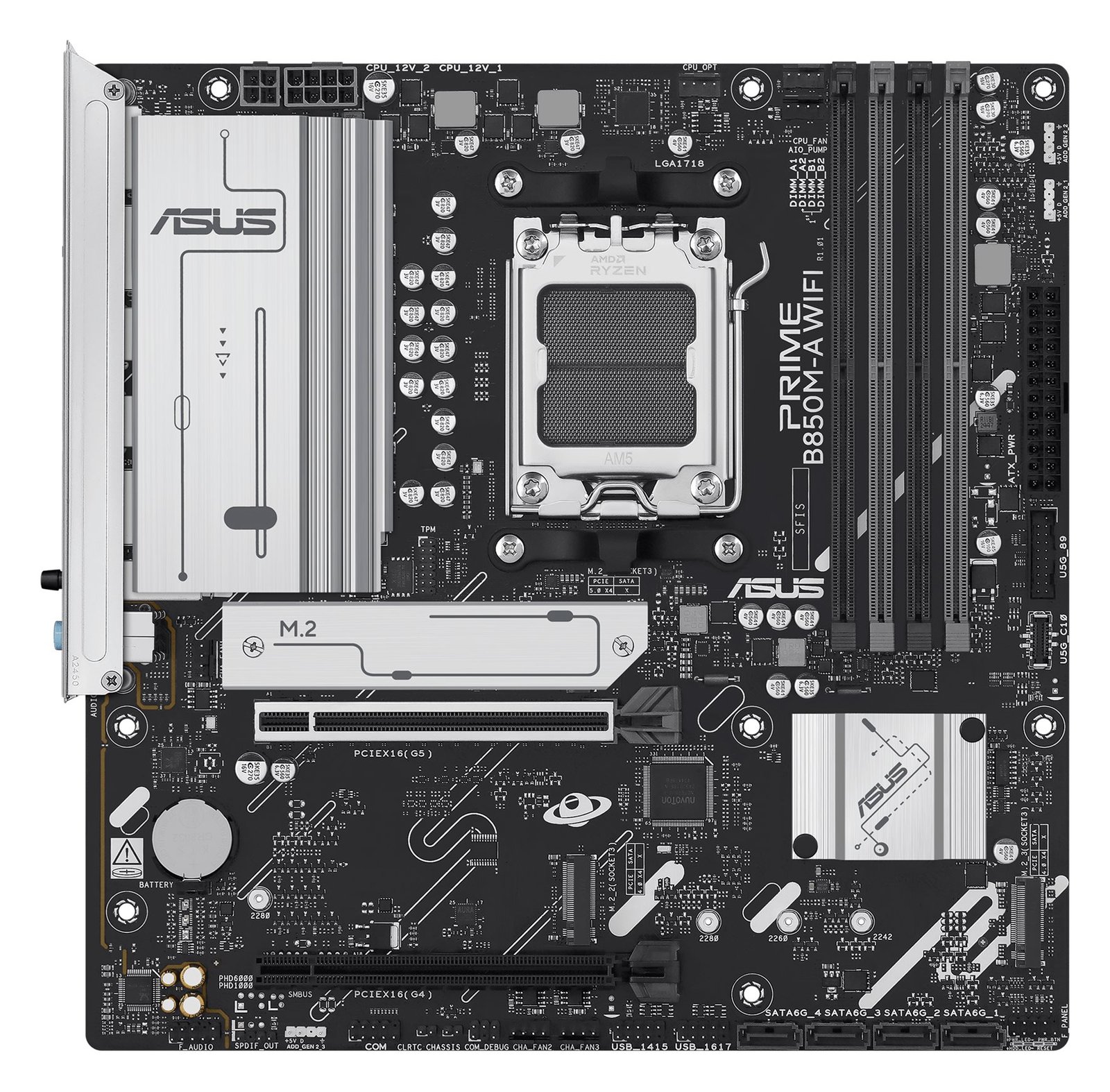 ASUS PRIME B850M-A WIFI - Motherboard - micro ATX - Socket AM5 - AMD B850 Chipsatz - Wi-Fi 6, Bluetooth, 2.5 Gigabit LAN