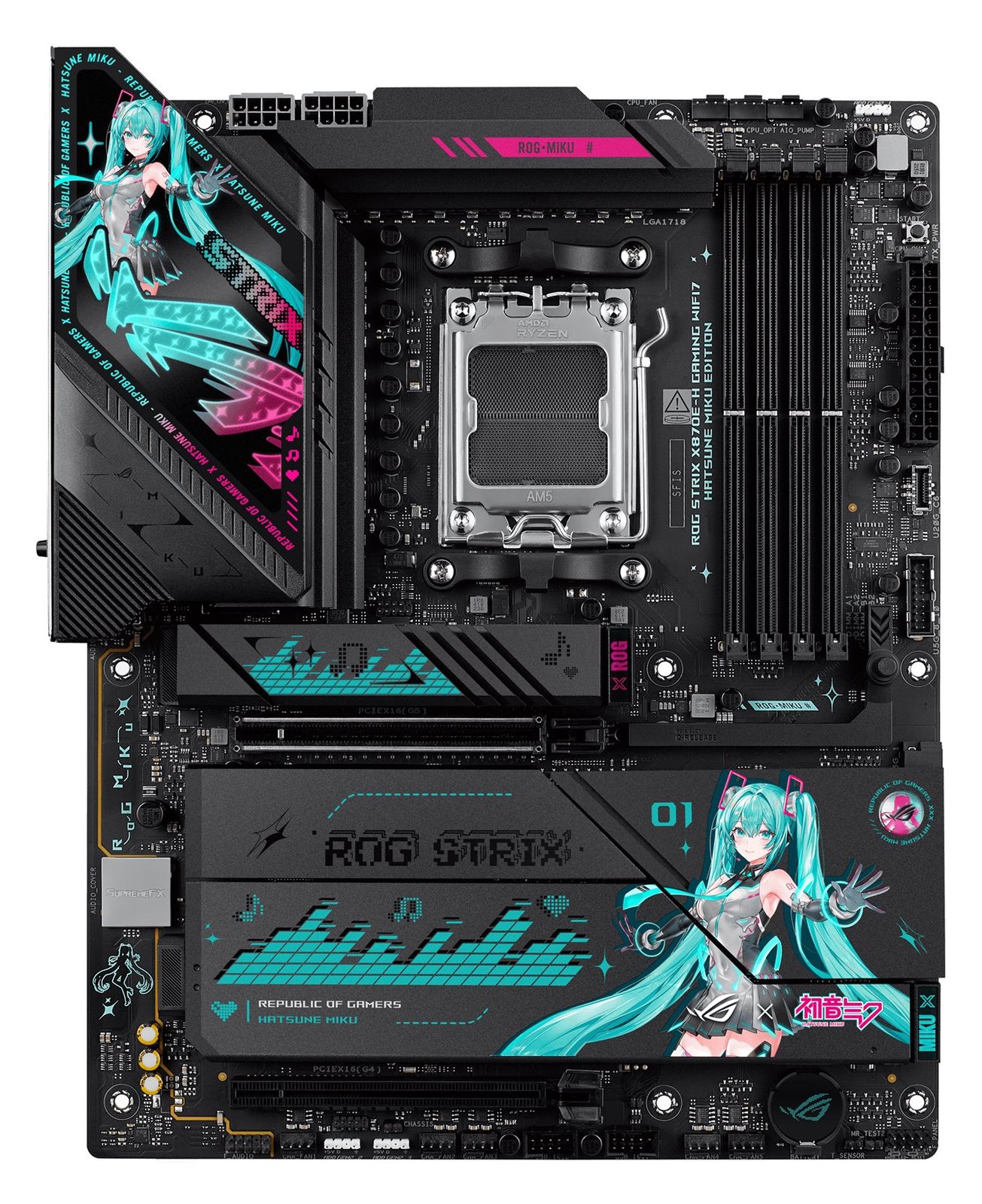ASUS ROG STRIX X870E-H GAMING WIFI7 - Hatsune Miku Edition - Motherboard - ATX - Socket AM5 - Wi-Fi 7, 5 GB Ethernet, BT