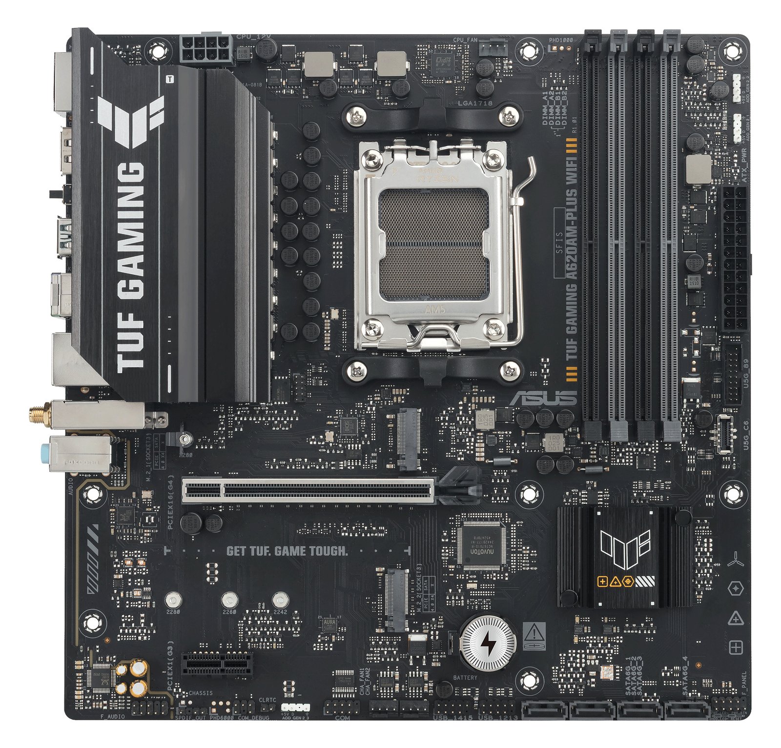 ASUS TUF GAMING A620AM-PLUS WIFI - Motherboard - micro ATX - Socket AM5 - AMD A620A Chipsatz - 2.5 GB LAN, Bluetooth