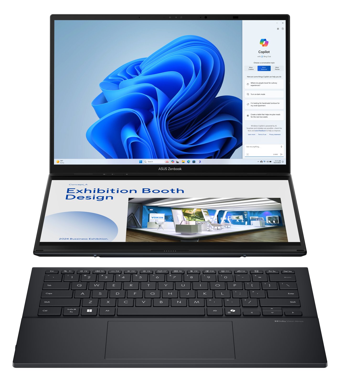 ASUS Zenbook Duo UX8406CA-PZ068X, Intel Core Ultra 9, 14, 2880 x 1800 Pixel, 32 GB, 2 TB - TL: Deutsch, QWERTZ