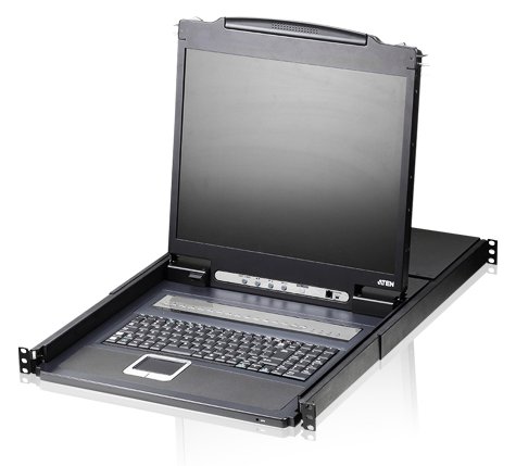 ATEN LCD KVM Switches CL1308N - KVM-Konsole mit KVM-Switch - 8 Anschlüsse - PS/2, USB - 48.3 cm (19) - GB-Layout