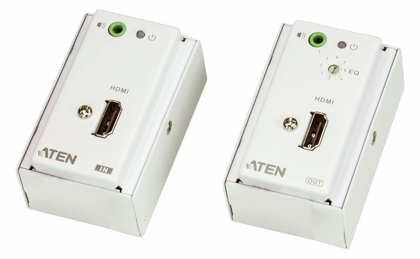 ATEN VanCryst VE807 HDMI/Audio Cat 5 Extender with MK Wall Plate, Transmitter & Receiver