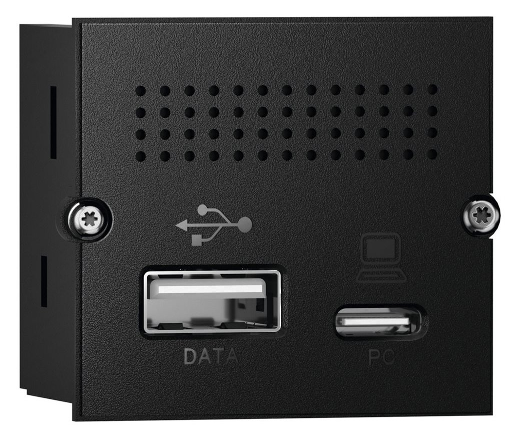 Bachmann 917.229 - USB A + USB C - Schwarz - Matt - Universal - 3 A - 37 mm