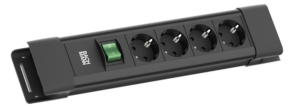 Bachmann CONNECTUS 4xCEE7/3 1xSchalter 2.0m CEE7/7 Schwarz