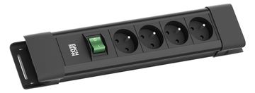 Bachmann CONNECTUS 4xUTE 1xSchalter 2.0m CEE7/7 Schwarz von LumaTech