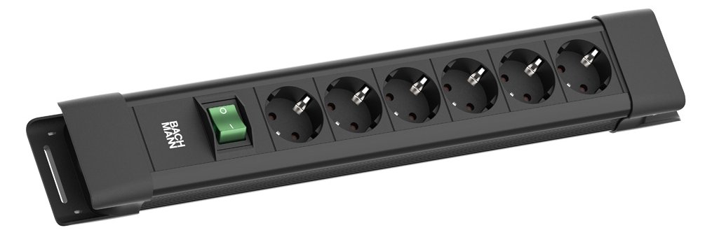 Bachmann CONNECTUS 6xCEE7/3 1xSchalter 2.0m CEE7/7 Schwarz