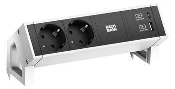 Bachmann Desk 2 - 2 AC-Ausgänge - Indoor - Typ F - Schwarz - Weiß - 1 Stück(e) von LumaTech
