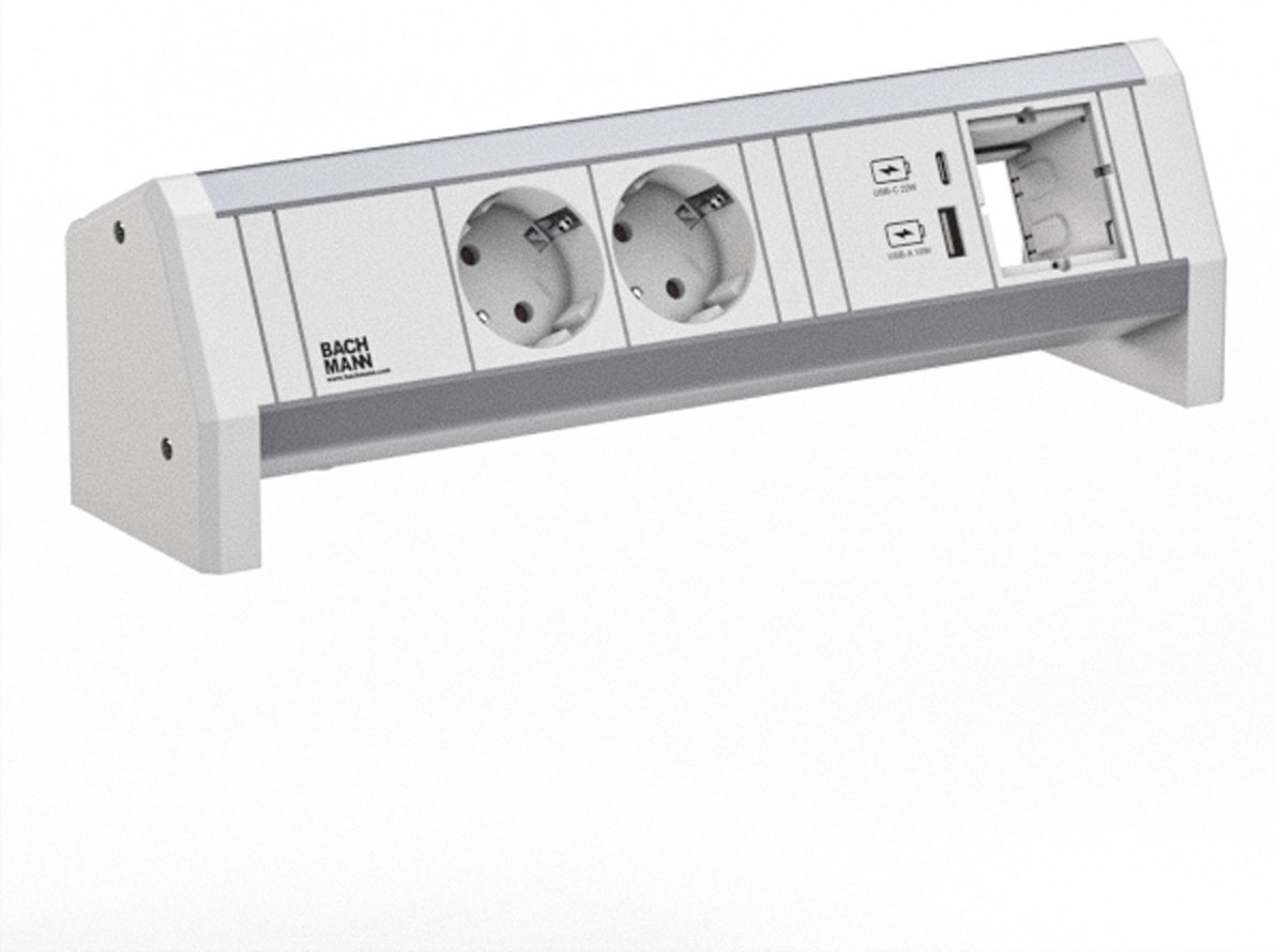 Bachmann DESK 2xCEE7/3 1xUSB902.0293A/C 22W 1xCM GST18 RAL9010