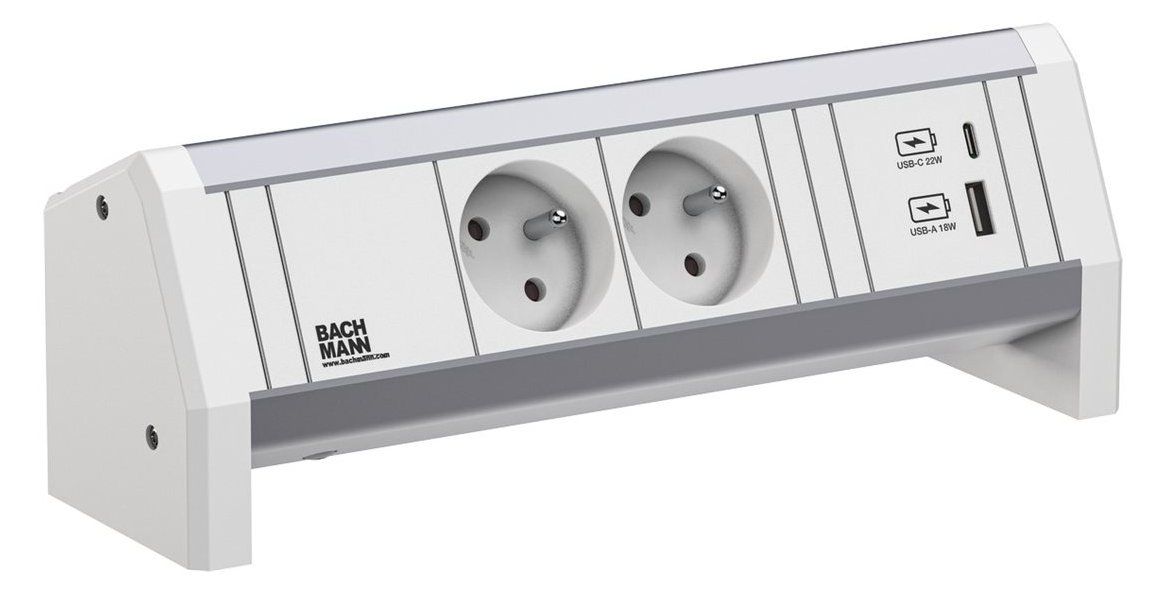 Bachmann DESK 2xUTE 1xUSB A/C 902.029522W GST18 RAL9010