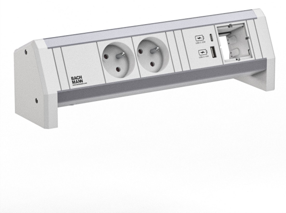 Bachmann DESK 2xUTE 1xUSB A/C 902.029822W 1xCM GST18 RAL9010
