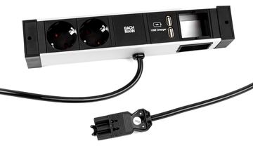 Bachmann DESK Rail - Steckdosenleiste - Ausgangsanschlüsse: 2 (2 x USB, 2 x Typ F) von LumaTech