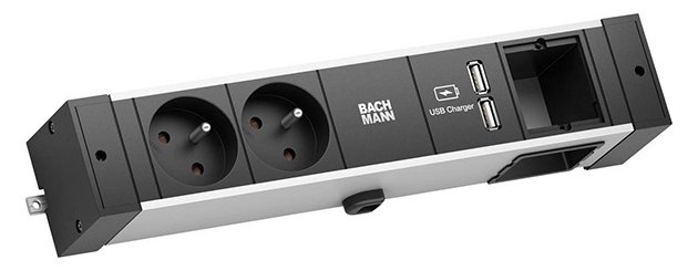 Bachmann DESK RAIL 2xUTE 1xUSB 941.002Charger 1xCM