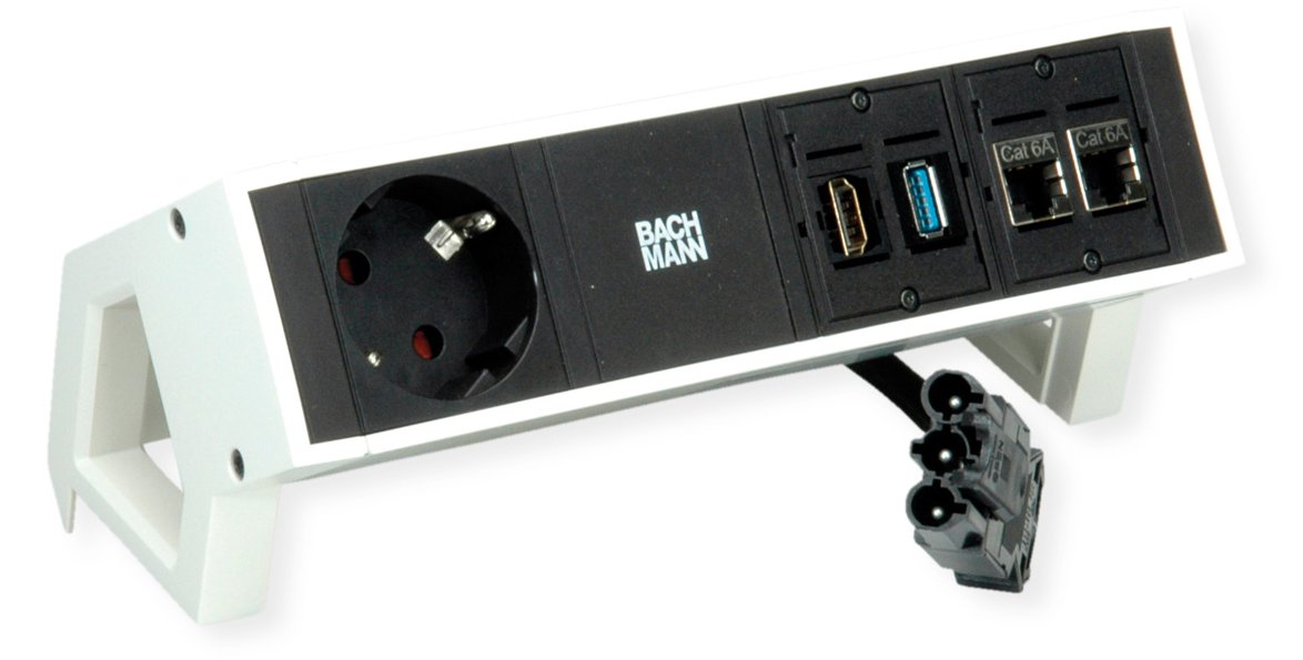 Bachmann DESK2 1xCEE7/3 1xHDMI 2xCAT6 0.2m GST18