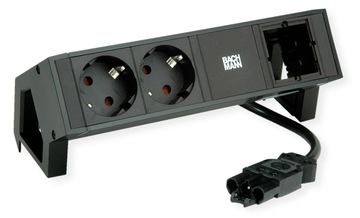 Bachmann DESK2 2xCEE7/3 1xCM 902.609Strom 0 2m GST18 RAL9005 von LumaTech
