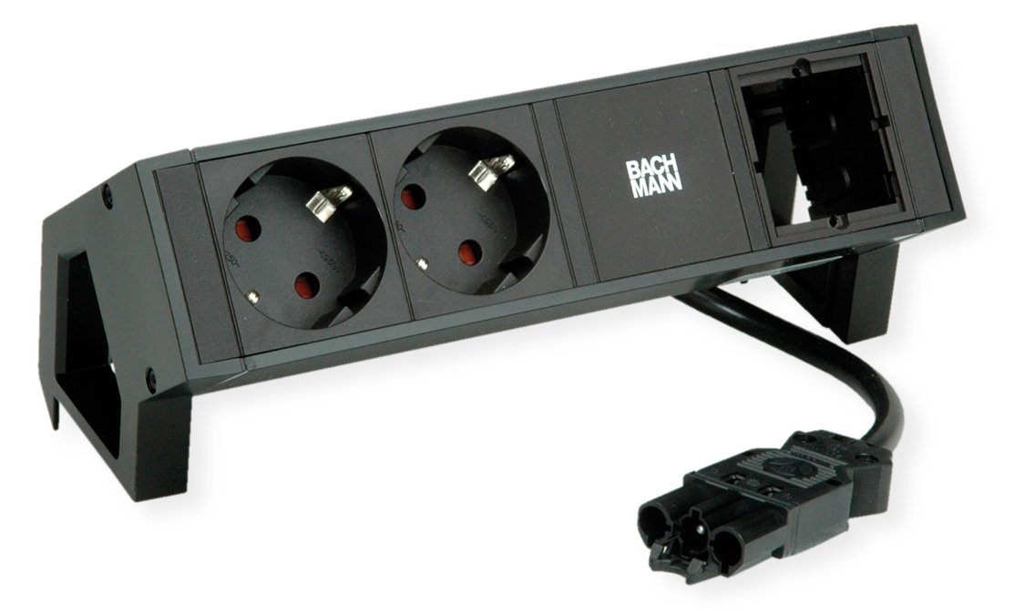 Bachmann DESK2 2xCEE7/3 1xCM 902.609Strom 0 2m GST18 RAL9005
