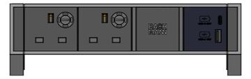 Bachmann DESK2 2xUK 1xUSB A&C902.94422W 0.2m GST18 RAL9010 von LumaTech