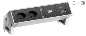 Bachmann DESK2 2xUTE 1xUSB A&C 902.92322W 1xCM 0.2m GST18 INOX von LumaTech
