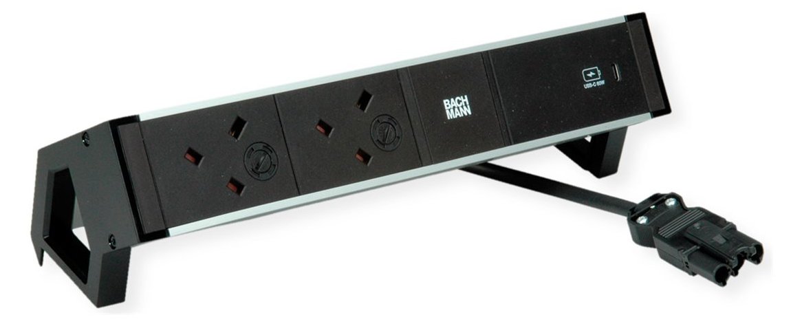 Bachmann DESK2 ALU BLACK 2xUK937.3151xUSBC 60W 0.2m GST18