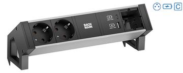 Bachmann DESK2 ALU BLACK 2xUTE 937.3221xCM 1xUSB A&C 22W 0.2m GST18 von LumaTech