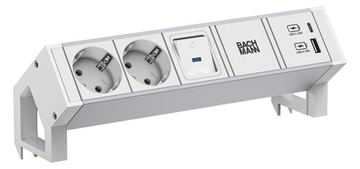 Bachmann DESK2 ALU WHITE 937.4042xCEE7/3 1xSchalter 1xUSB A/C 22W 0 2m von LumaTech