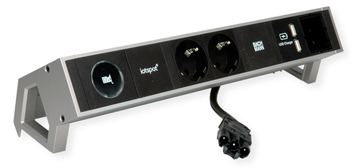 Bachmann Desk2 Steckdosenleiste 1xiotspot 2xDosen CEE7 1xUSBCharger 1xCM GST18 - Steckdosenleiste von LumaTech