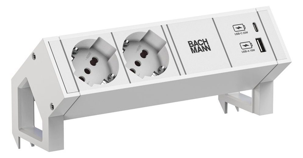Bachmann DESK2 white 2xCEE7/3 902.32131xCM 1xUSB A/C 22W 0 2m GST18