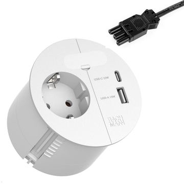 Bachmann Loop in charge 1xCEE7/3 1xUSB A/C 22W 1xKBD 0.2m Weiß von LumaTech