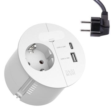 Bachmann Loop in charge 1xCEE7/3 1xUSB A/C 22W 1xKBD 2.0m CEE7/7 ws von LumaTech