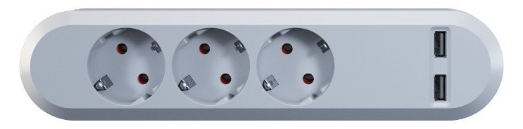 Bachmann SMART - Steckdosenleiste - Wechselstrom 230 V - Ausgangsanschlüsse: 3 (2 x USB, 3 x Stromversorgung)