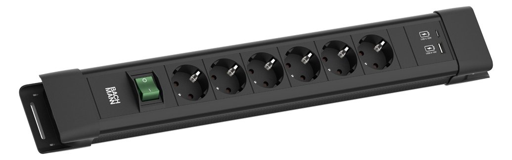 Bachmann Steckdosenleiste CONNECTUS 6xCEE7/3 1xSchalter 1xUSB A/C 22W 2.0m CEE7/7