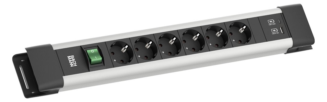Bachmann Steckdosenleiste CONNECTUS 6xCEE7/3 1xSchalter 1xUSB A/C 22W 2.0m CEE7/7