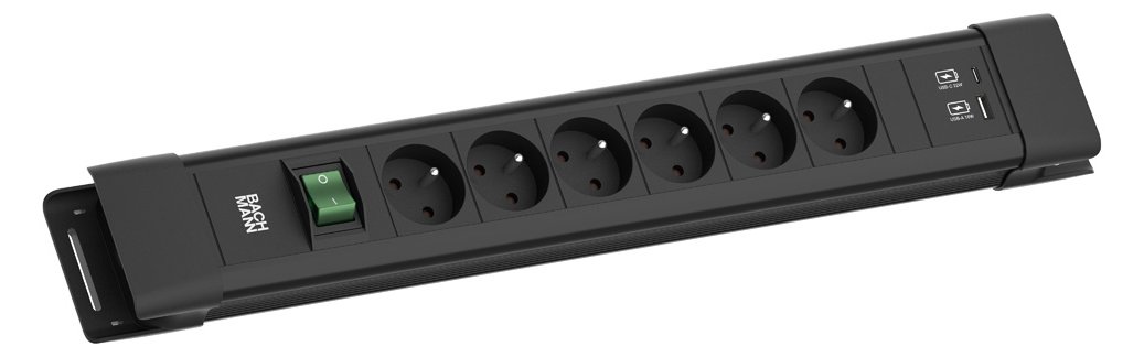 Bachmann Steckdosenleiste CONNECTUS 6xUTE 1xSchalter 1xUSB A/C 22W 2.0m CEE7/7
