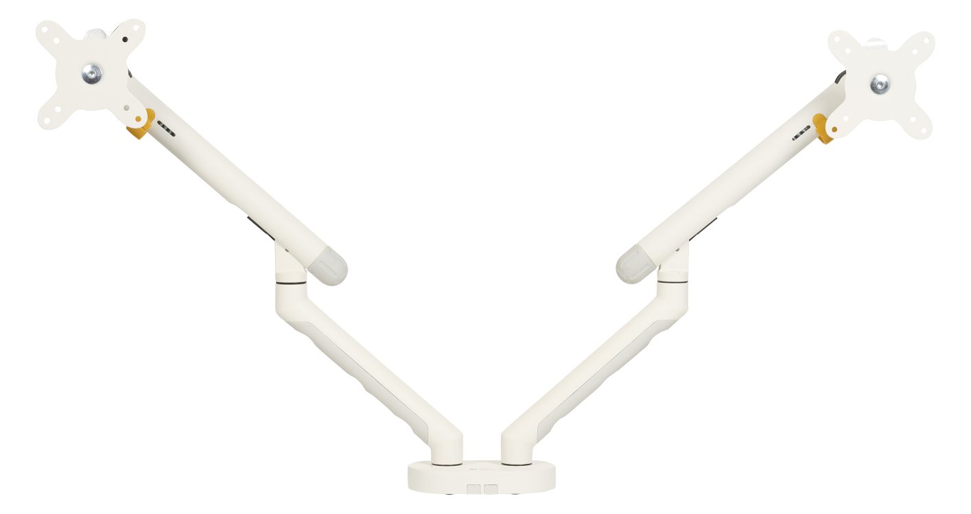 Bakker Elkhuizen Flexible Dual - Befestigungskit - einstellbarer Doppelarm - für 2 Monitore - Aluminium - Weiß
