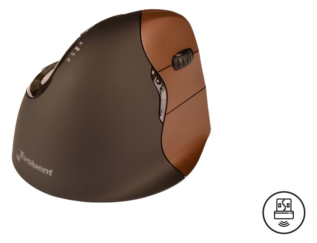 Bakker Evoluent VerticalMouse 4 Small - Vertikale Maus - Für Rechtshänder - optisch - 6 Tasten - kabellos - 2.4 GHz