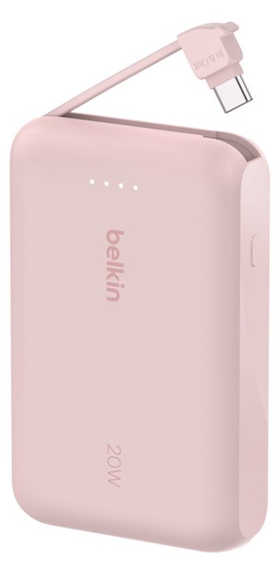 Belkin 10k PD20w Integrated USB-C Cable Power Bank Pink