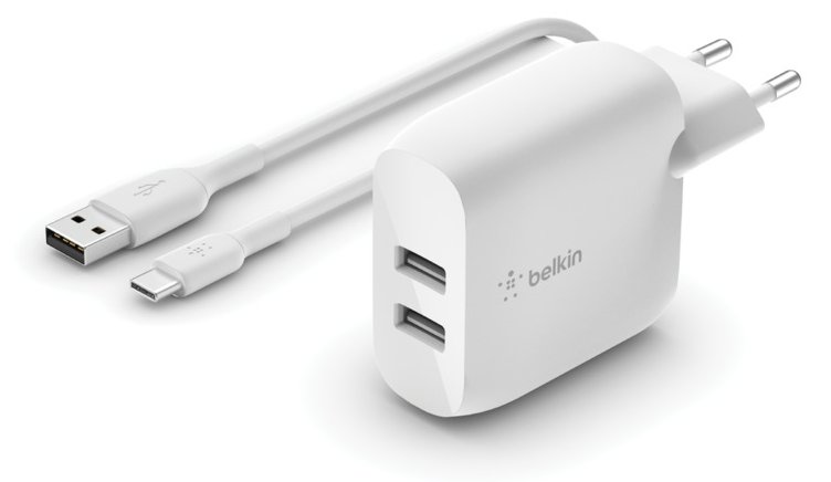 Belkin BoostCharge - Netzteil - 24 Watt - 2 Ausgabeanschlussstellen (USB)