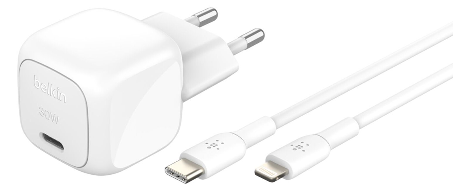 Belkin BoostCharge - Netzteil - kompakt - 30 Watt - Power Delivery 3.1 (24 pin USB-C)