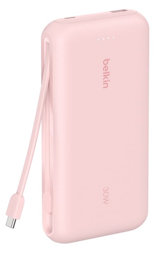 Belkin BoostCharge - Powerbank - 20000 mAh - 30 Watt - PD - 3 Ausgabeanschlussstellen (2 x USB-C, USB) - Rosa