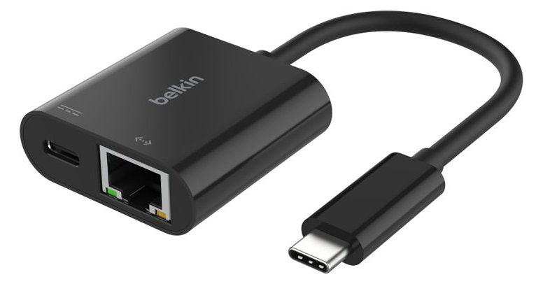 Belkin Netzwerkadapter - USB-C - Gigabit Ethernet x 1 + USB-C (nur Spannungsversorgung)
