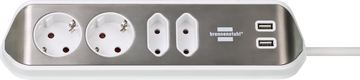 Brennenstuhl 1153590420 - 2 m - 4 AC-Ausgänge - Indoor - IP20 - Silber - Weiß - 100 mm von LumaTech